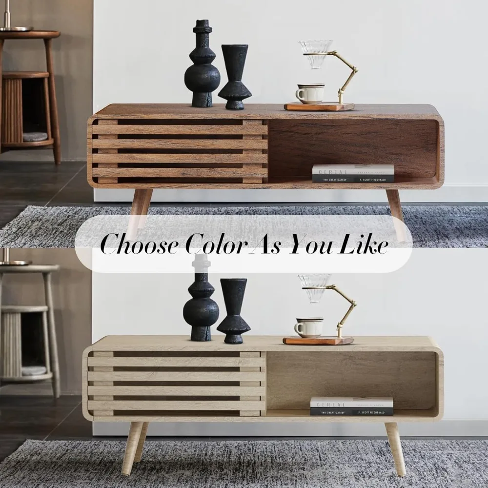 Farmhouse Style Coffee Table with Storage, Living Room Furniture, Easy Assembly, Suitable for Various Home Decors, Walnut Finish