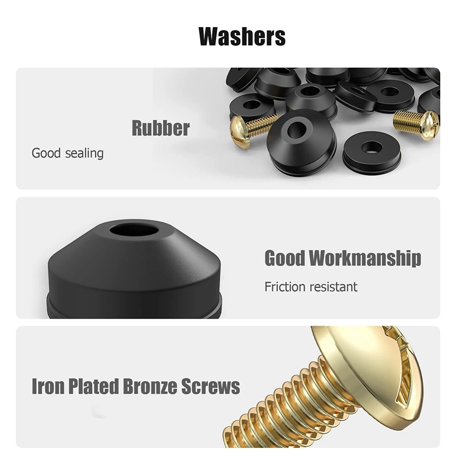 A62X Faucet Washers, 58-Pack Flat and Beveled Rubber Faucet Washers and Brass Bibb Screws Assortment Replacement Kit