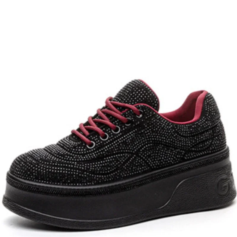 

Pop 7cm Synthetic Bling Platform Wedge Heel 2025 Women Chunky Shoes Female Fashion Casual Shoes Zapatos Mujer Deportivos Sneaker