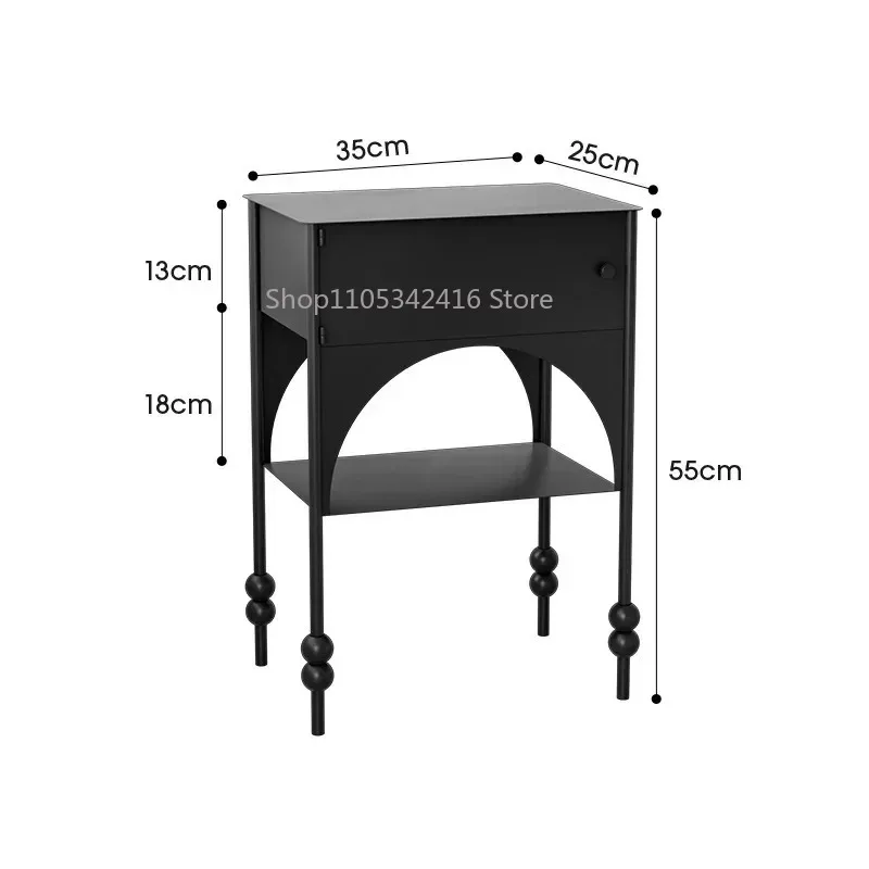 Small Modern Bedside Table, Slim Black Side Cabinet for Bedroom Sofa Corner, Simple Storage Shelf for Apartment Home Decor