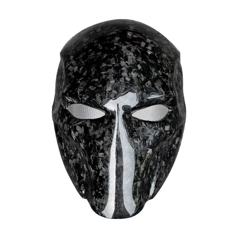 Real carbon fiber tactical mask full face death knell halloween cos masquerade adult party dry carbon hood