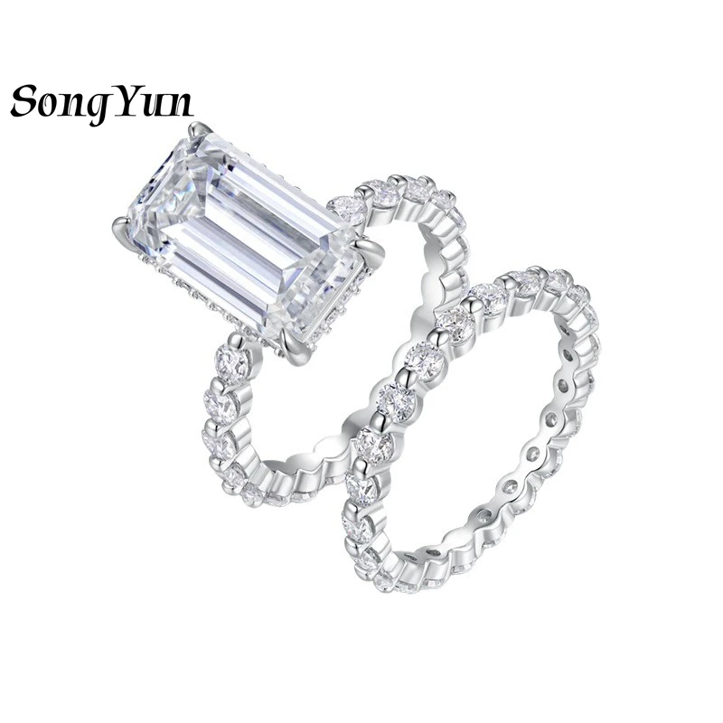 

SONGYUN Brand Jewelry 925 Sterling Silver Ring D Color Moissanite Diamond Ring for Fiancee 18K Gold Plated SYT Patent GRA Rings