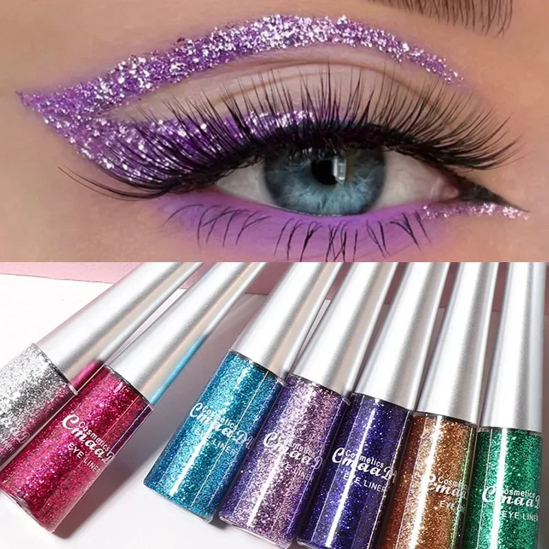 

Heallor Glitter Liquid Eyeliner Pen Pearlescent Sequins Diamond Bright Shining Eyeliner Waterproof Lasting Eyeshadow Women Cosme