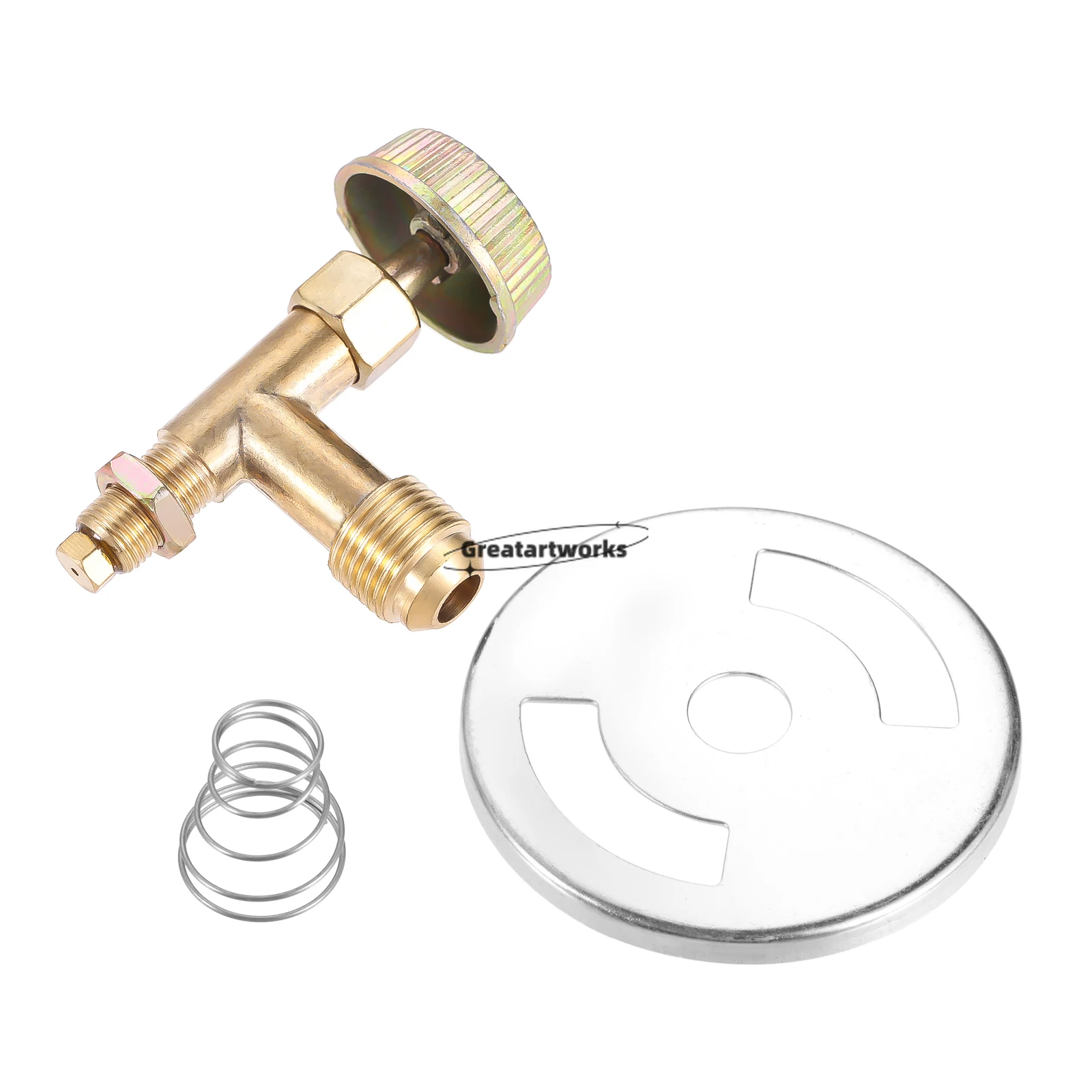 

Brass Propane Gas Stove Needle Control Valve + 3/8" Male Flare Thread M10X1 Metric Thread 0.047" Jet Orfice for Camping Stove