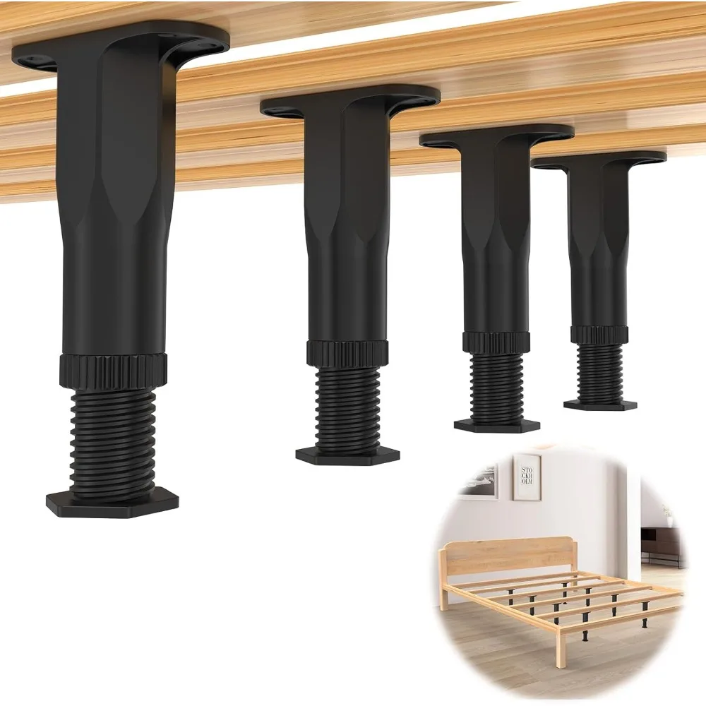 

Adjustable Height Bed Support Legs, 4 PCS (8.3-14.5 Inch)​ Plastic Center Support Legs for Queen King Bed Frame & Slats, Non-Scr