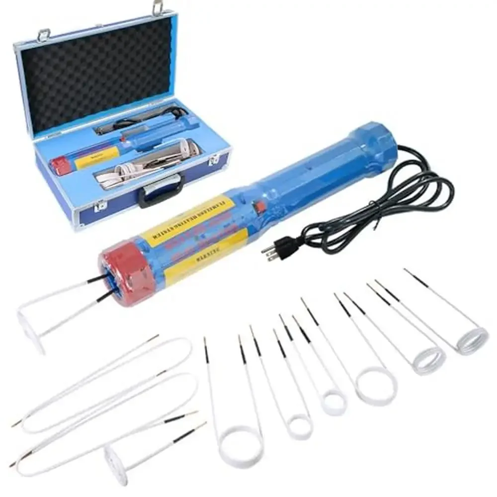 

Handheld Induction Heater Kit 1100W Flameless Bolt Remover Tool 300℃ Heating 800℃ Max Temp 8 Coils & 2 Copper Wires Aluminum
