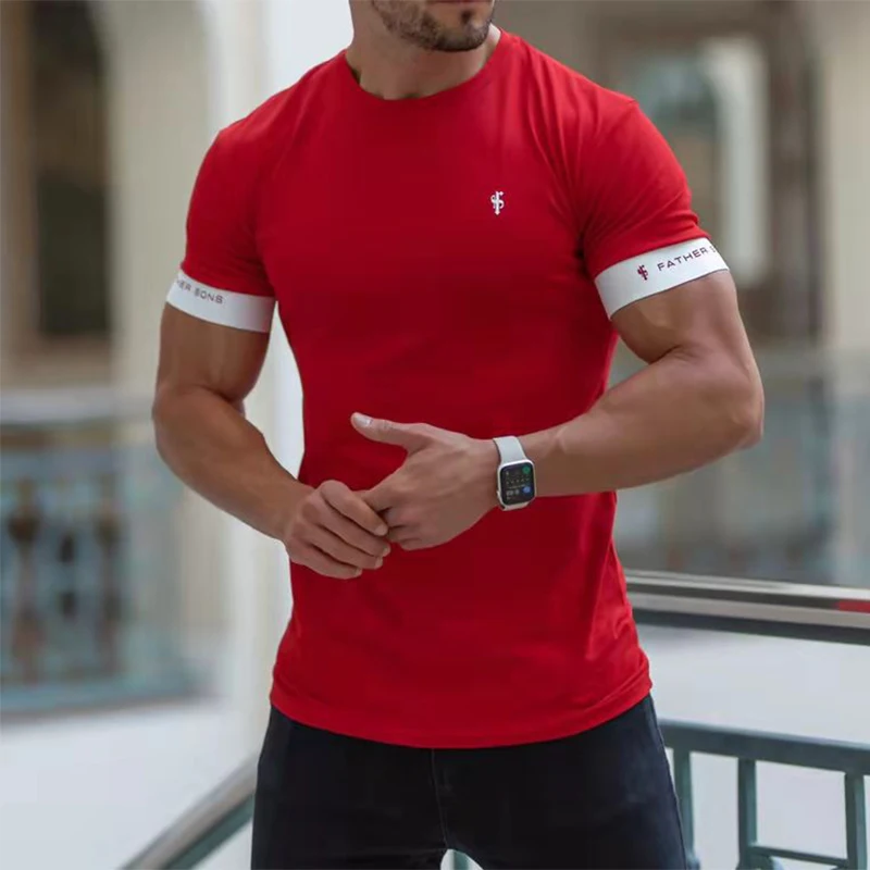 2022 Summer Casual Men Running T-Shirts Gym Fitness Training New Male O-Neck Printed High Quality Sports T-Shirts Oversized Tops