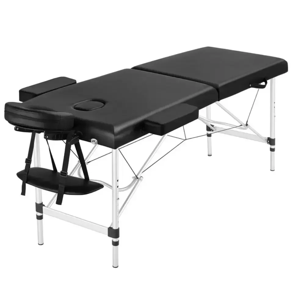 

Beauty BedPortable Aluminum Alloy 2 Fold 3 Fold Beauty Salon Furniture Bed Foldable Height-adjustable Spa Massage Bed Table Ligh
