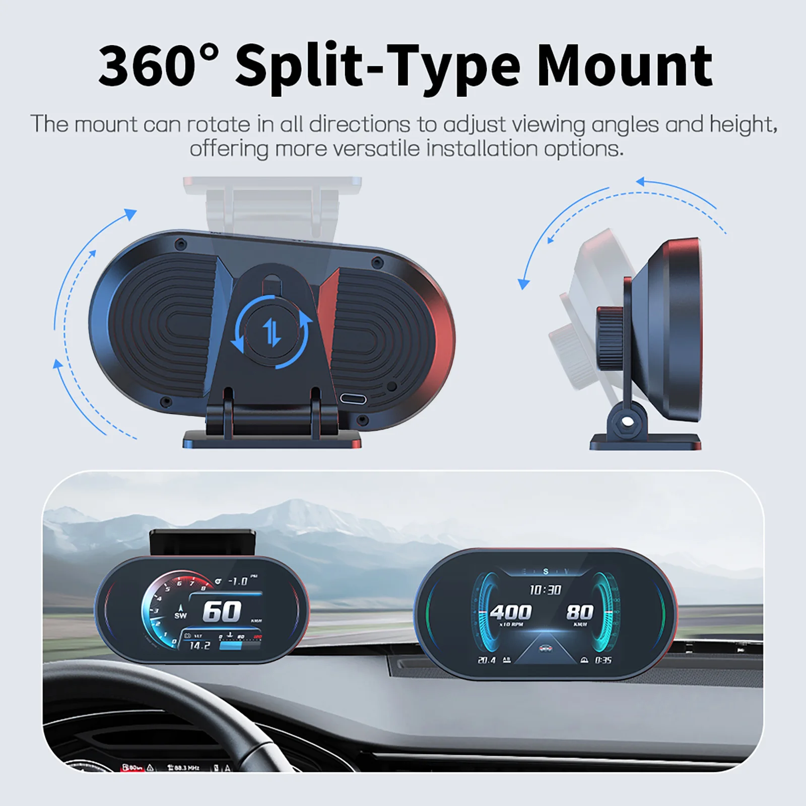 OBD+GPS HUD Head Up Display OBD2 On-board Computer Speed RPM Water Temp Oil Temp Fuel Consumption Car Electronic Accessories