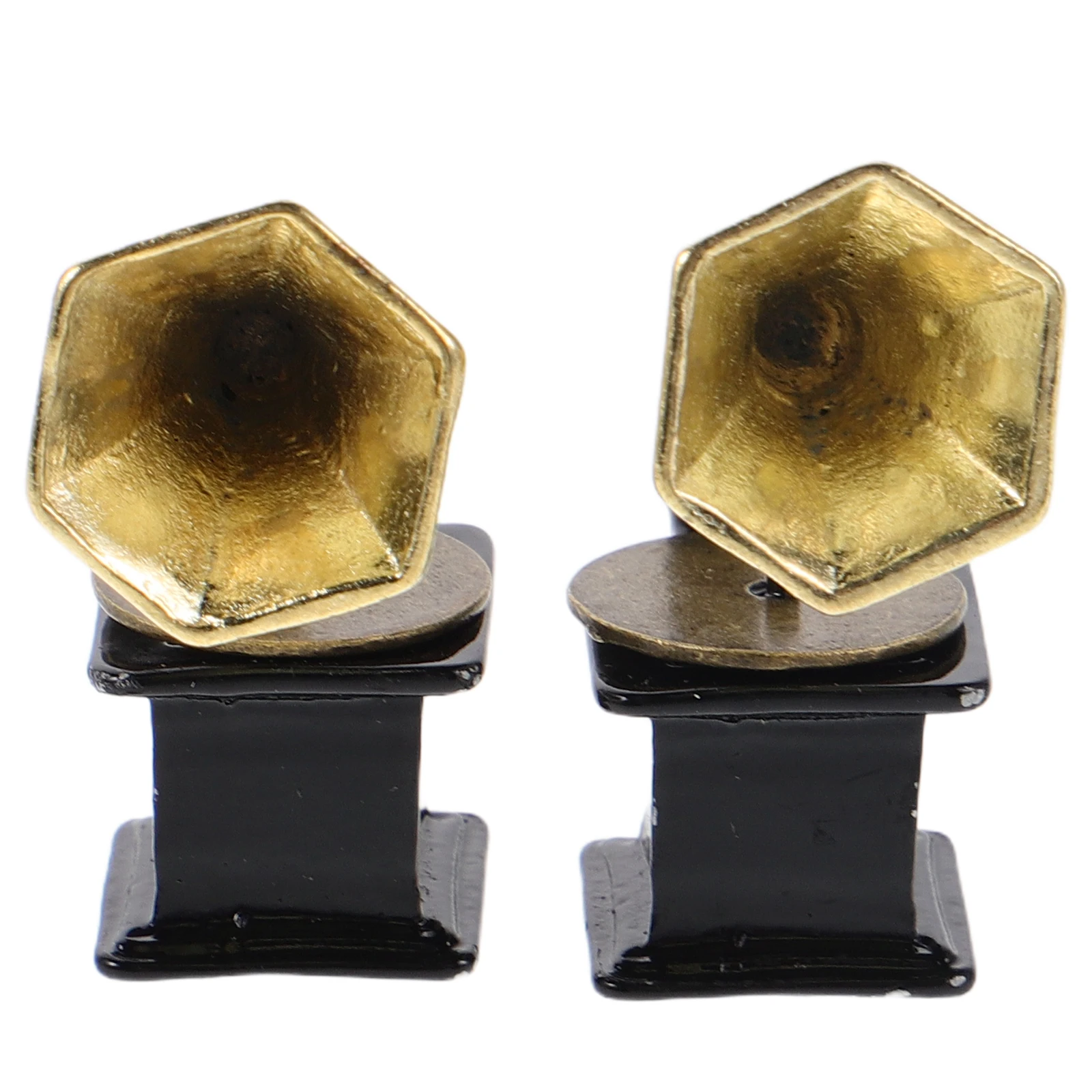 

2 Pcs Retro Phonograph Model Faux Record Player Ornament Music Room Furniture Dollhouse Accessories Mini