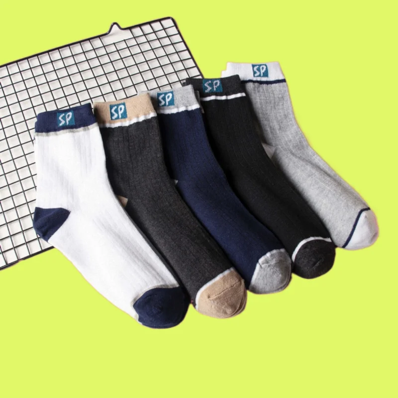 

5/10 Pairs Breathable Mid-tube Socks Sports Socks Men's Business Comfortable Casual Socks Letter Basketball Mid-tube Socks