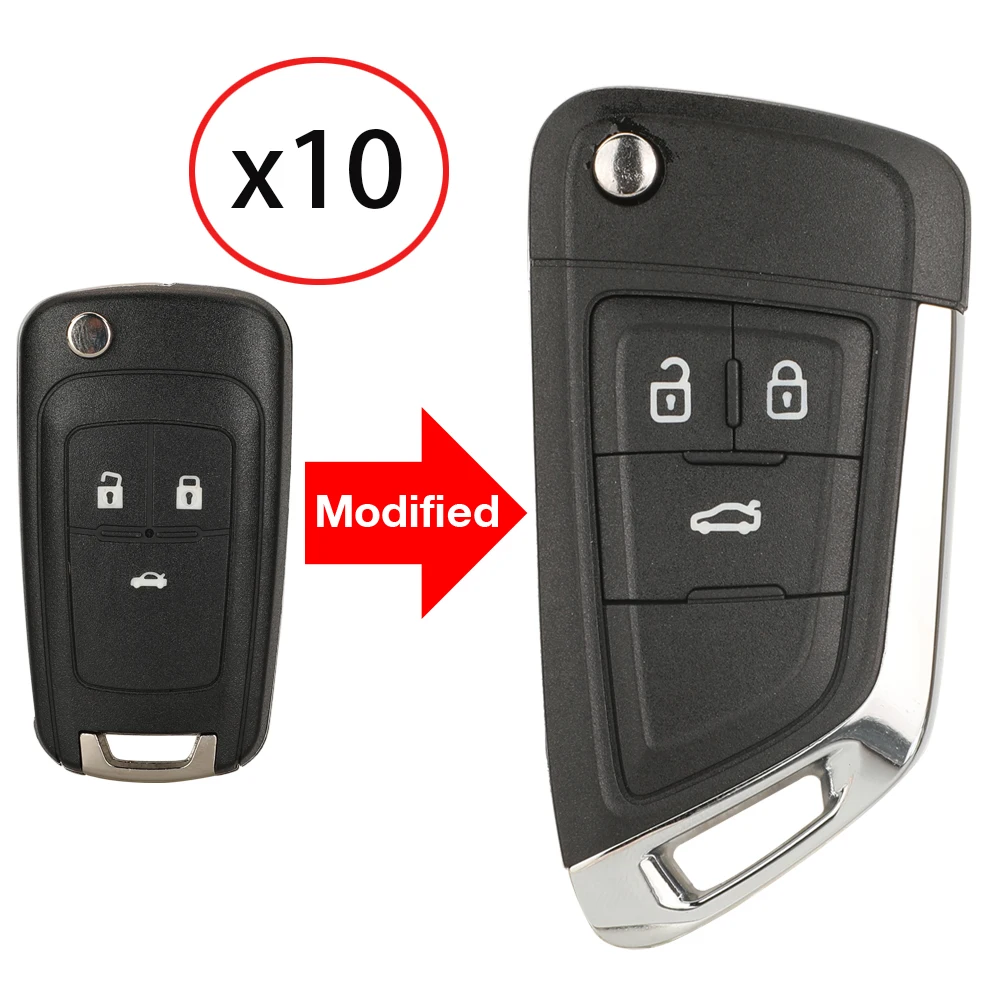 jingyuqin 10PS Modified Folding Remote Car Key Shell For Chevrolet Cruze Epica Lova Camaro Impala 2/3/4/5 Button HU100 Blade
