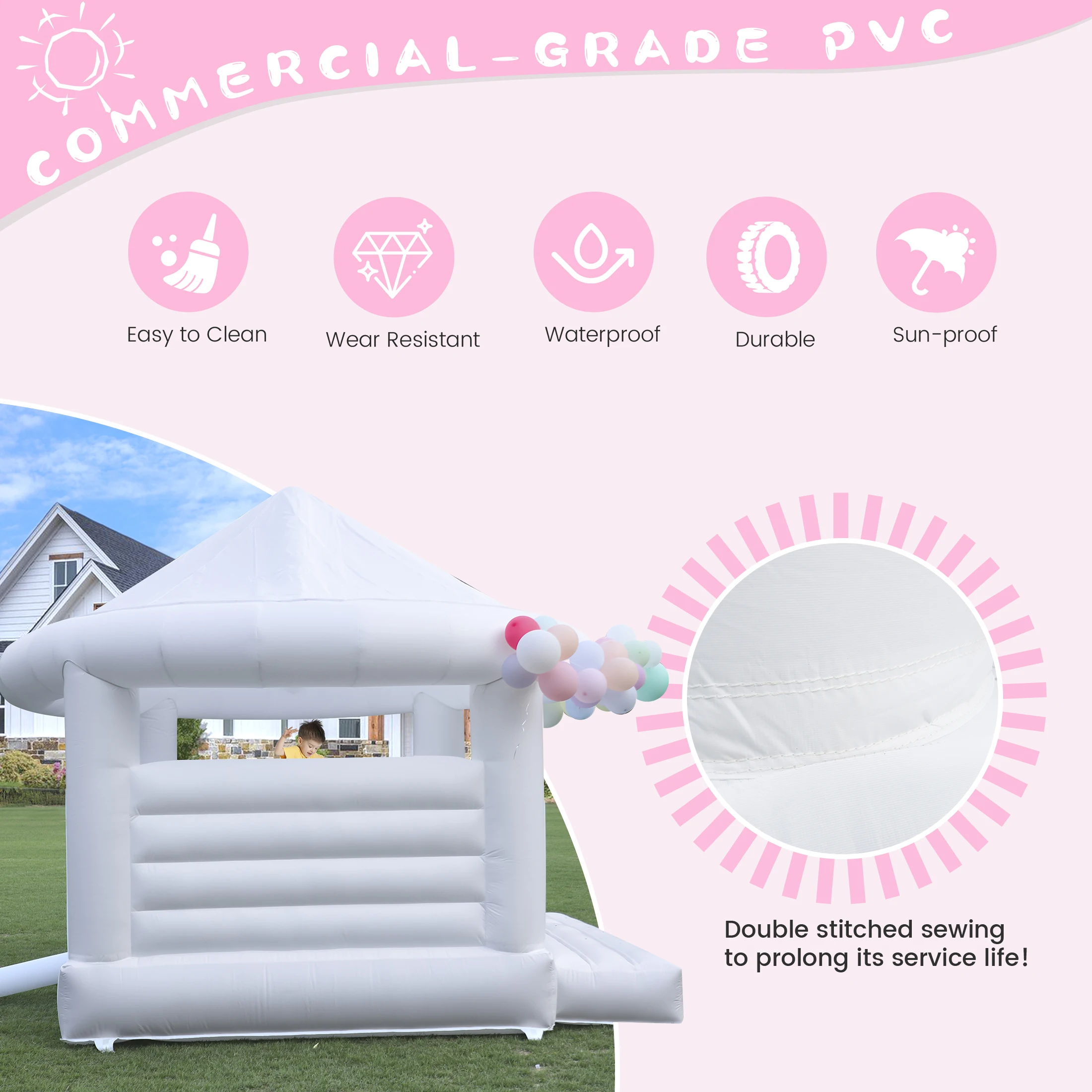 Holiday Birthday Party Commercial white inflatable trampoline castle children's toys children's playground