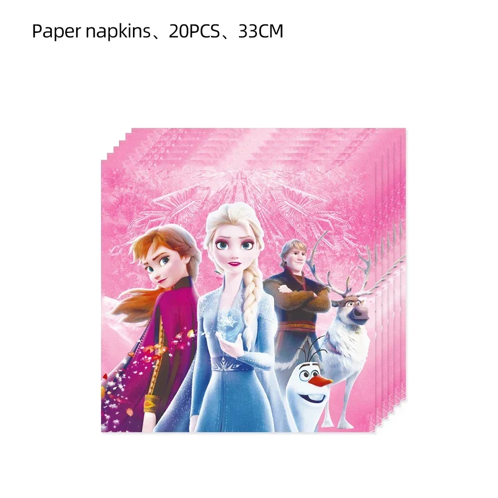 MINISO Pink Frozen Queen Girl Birthday Party Decoration Elsa&Anna Balloon Tablecloth Plates Cups Baby Shower Party Supplies