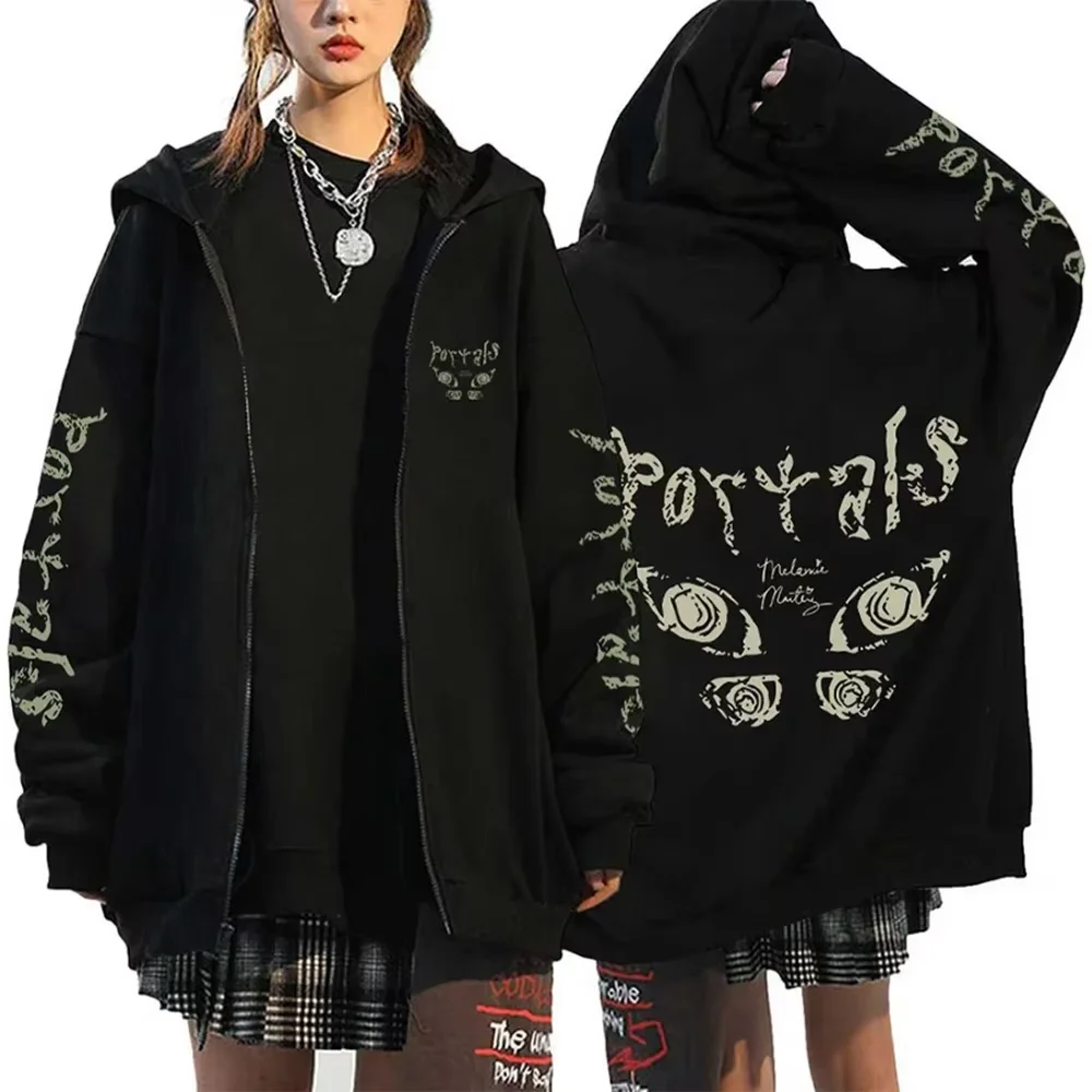 Melanie Martinez Tour Zip-Up Hoodies, lässige Kapuzenpullover für Männer und Frauen, Hip-Hop-Streetwear, Y2K Gothic Zip Oversized Tops – Detail 5