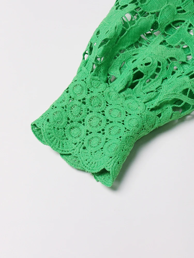 2023 Female Autumn Clothes New Women Stand Collar Long Sleeve High Waist Cut Out Solid Midi Dresses