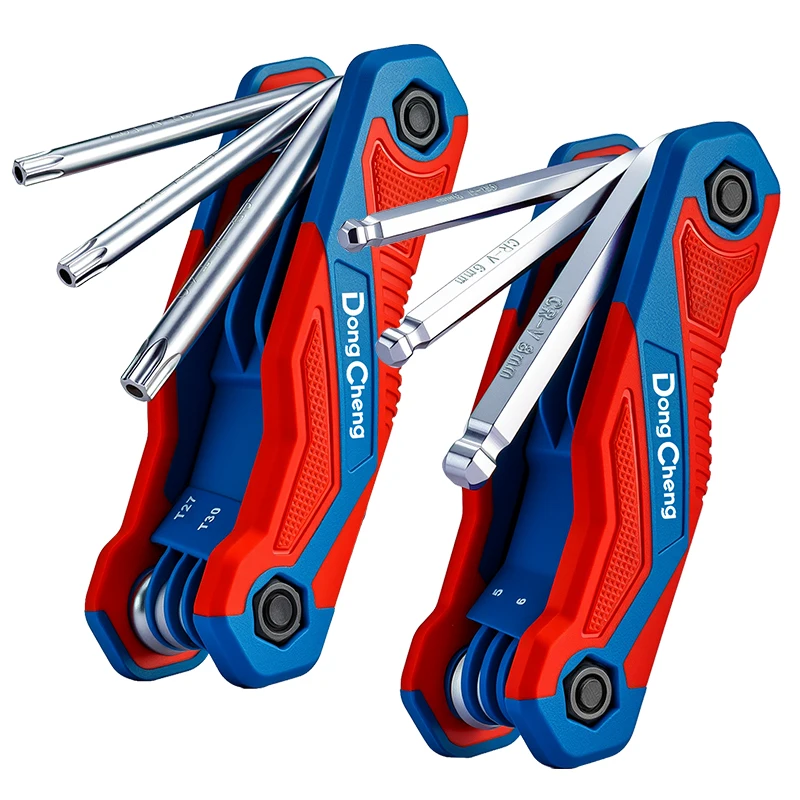 Juego de llaves Allen plegables 8 en 1, juego de llaves hexagonales con cabeza de bola métrica o juego de llaves Torx plegables a prueba de manipulaciones, Kit de llave de estrella portátil