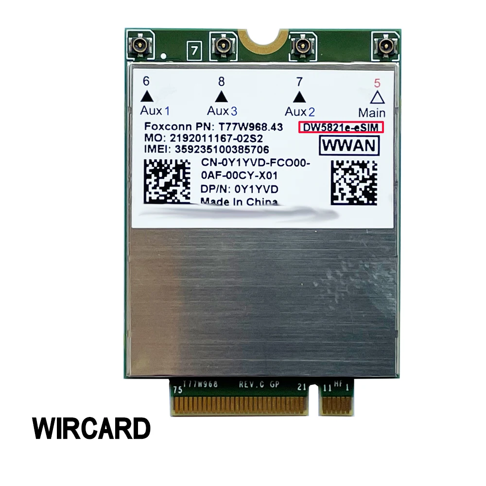 T77W968 DW5821e-eSIM X20 LTE Cat16 1Gbps FDD-LTE TDD-LTE 4G Module For Dell 5420 5424 7424 7400 7210 Laptop