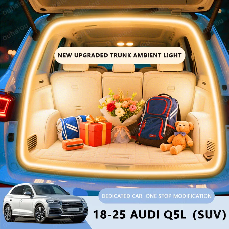 

For 18-25AUDI Q5L SUV/21-25Q5L sedan trunk light modification light Atmosphere lights White warm white Rear Trunk LED Light Bar