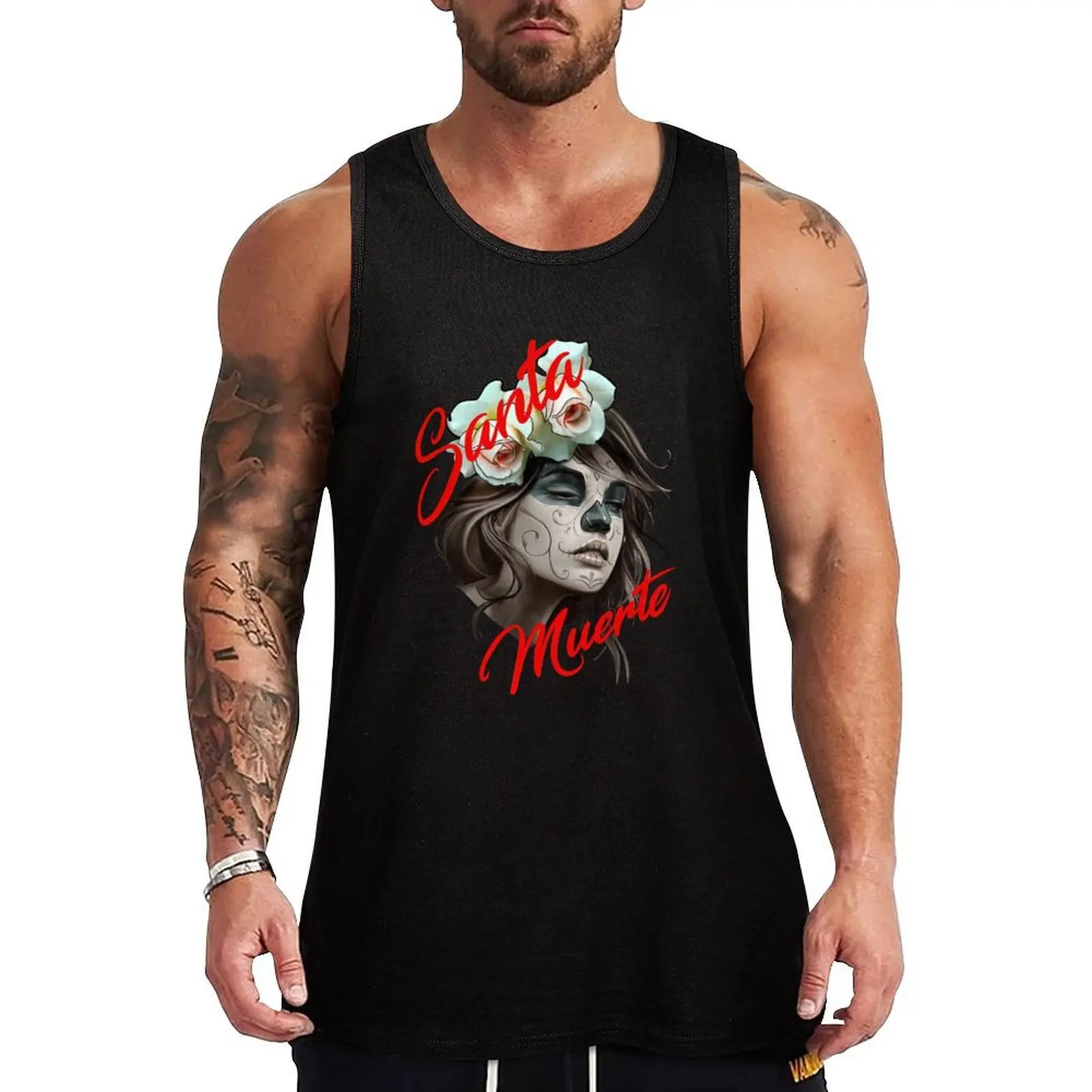 Santa Muerte Mexican Girl Tank Top Lightweight Casual Tank Top Loose Summer Sleeveless