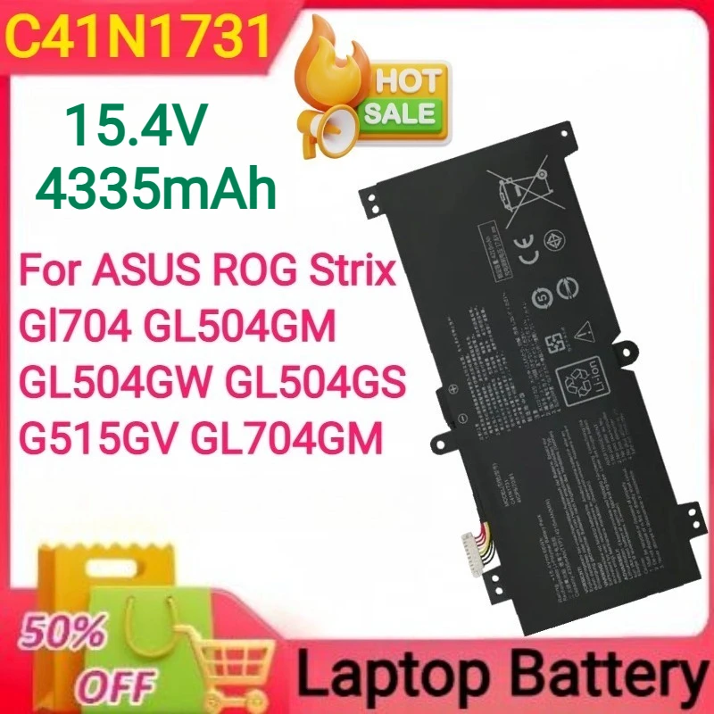 

15.4V 66Wh 4335mAh C41N1731 C41N1731-2 Laptop Battery For ASUS ROG Strix Gl704 GL504GM GL504GW GL504GS G515GV GL704GM