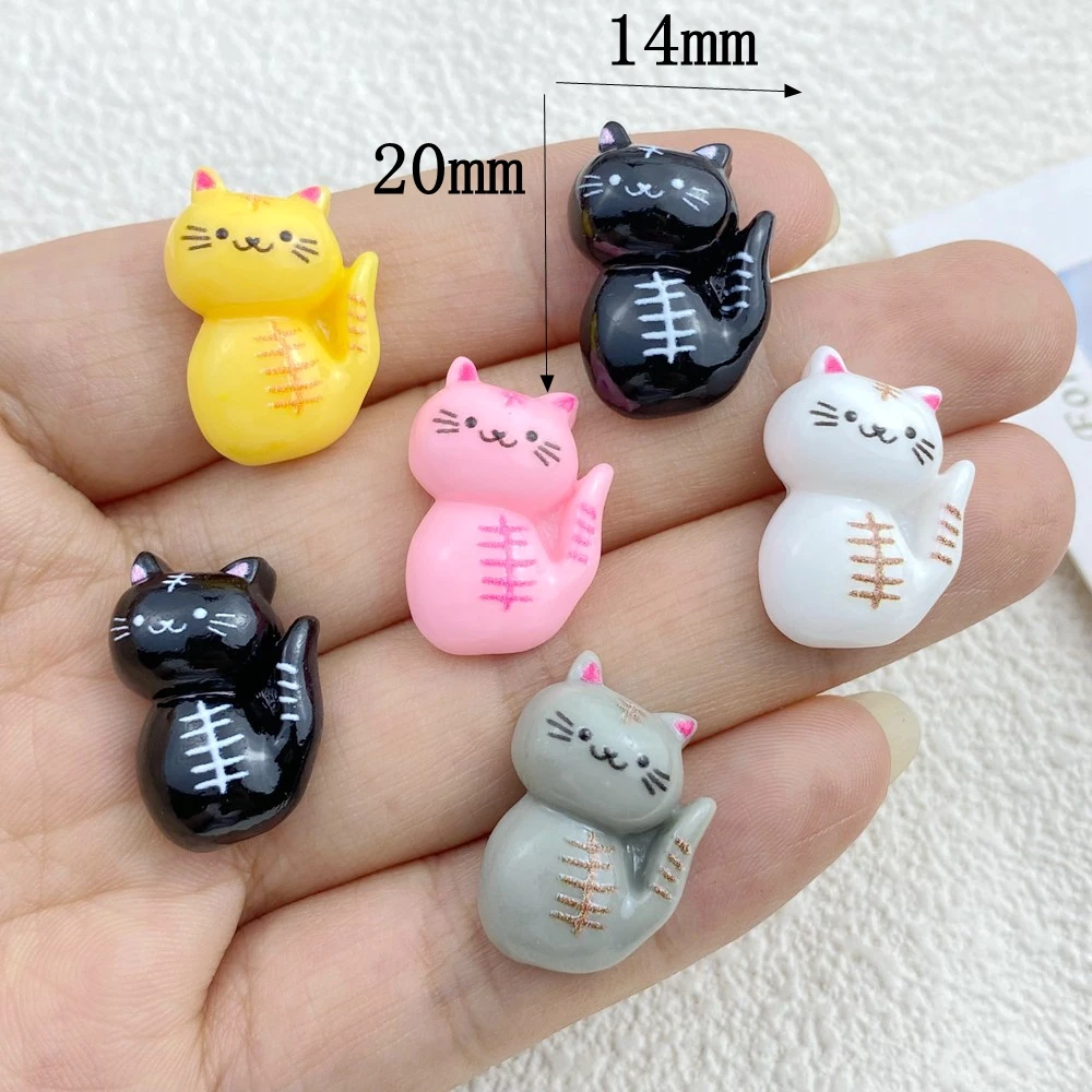 20Pcs New Cute Resin Cartoon Halloween Cat Series Flat Back Parts Embellishments For Hair Bows Accessories