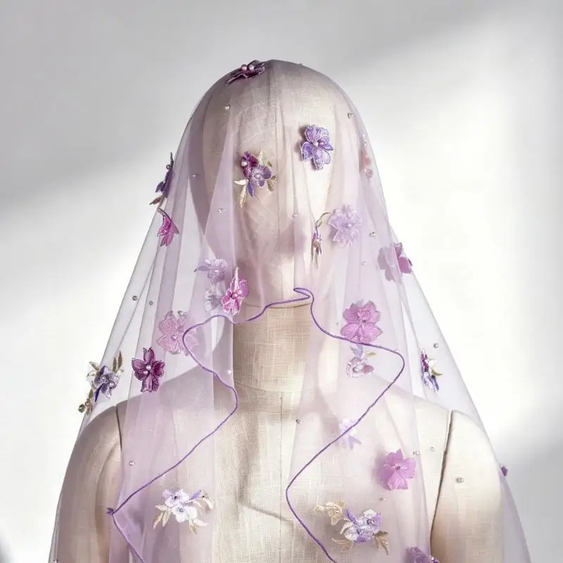 39BD Embroidered Wedding Veils Headpiece for Brides and Ceremony Styling