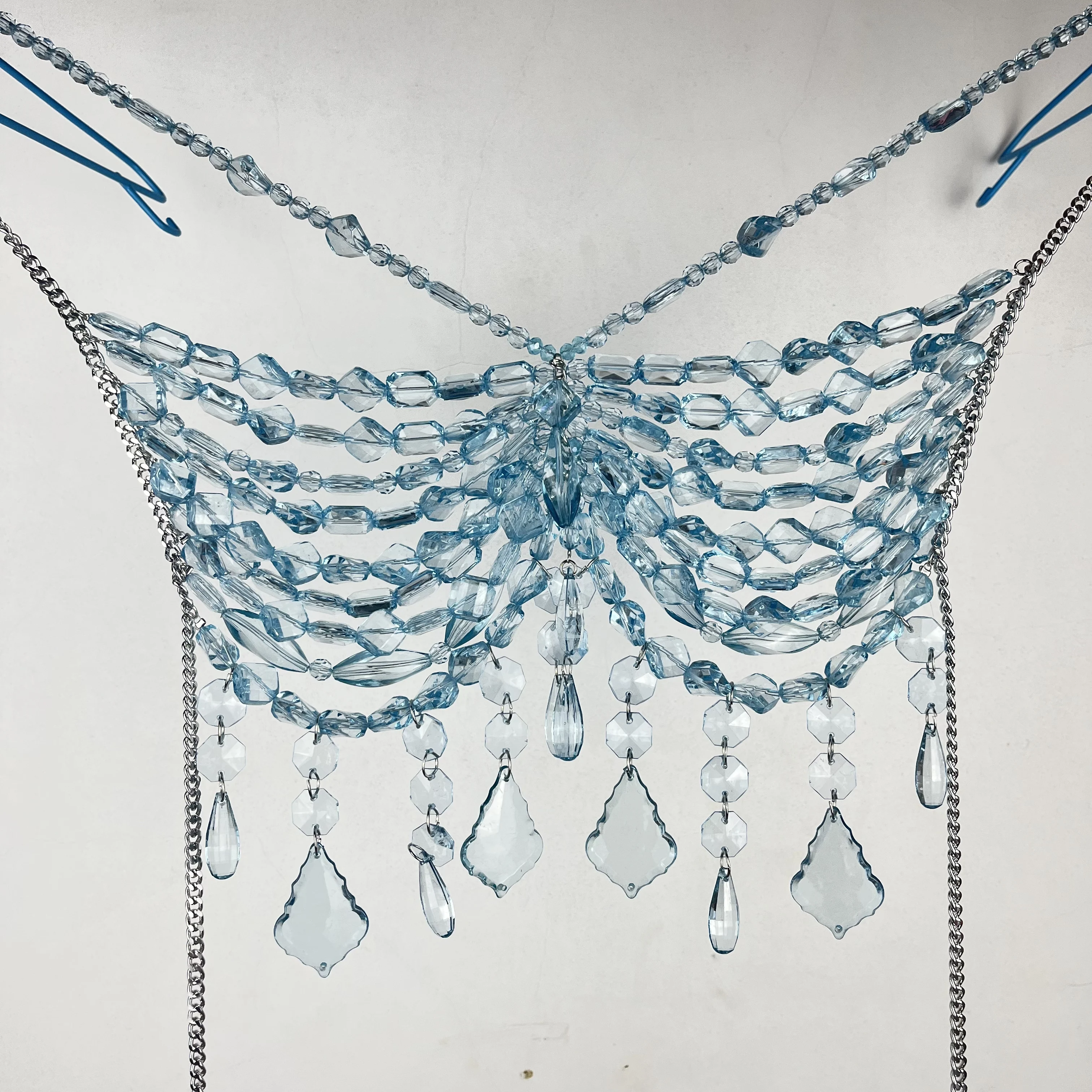 New Fashion Beaded Necklace Body Chain Set European And American Adjustable Versatile Openwork Backless Slimming Top