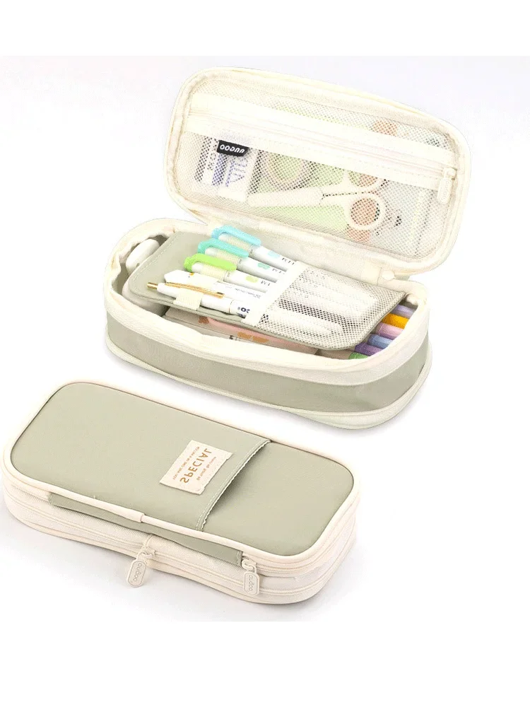 Trousse à crayons violette, sac à stylos de grande capacité, Double couche pour étudiants, boîte de support de pochette, papeterie de bureau, fournitures de rentrée scolaire