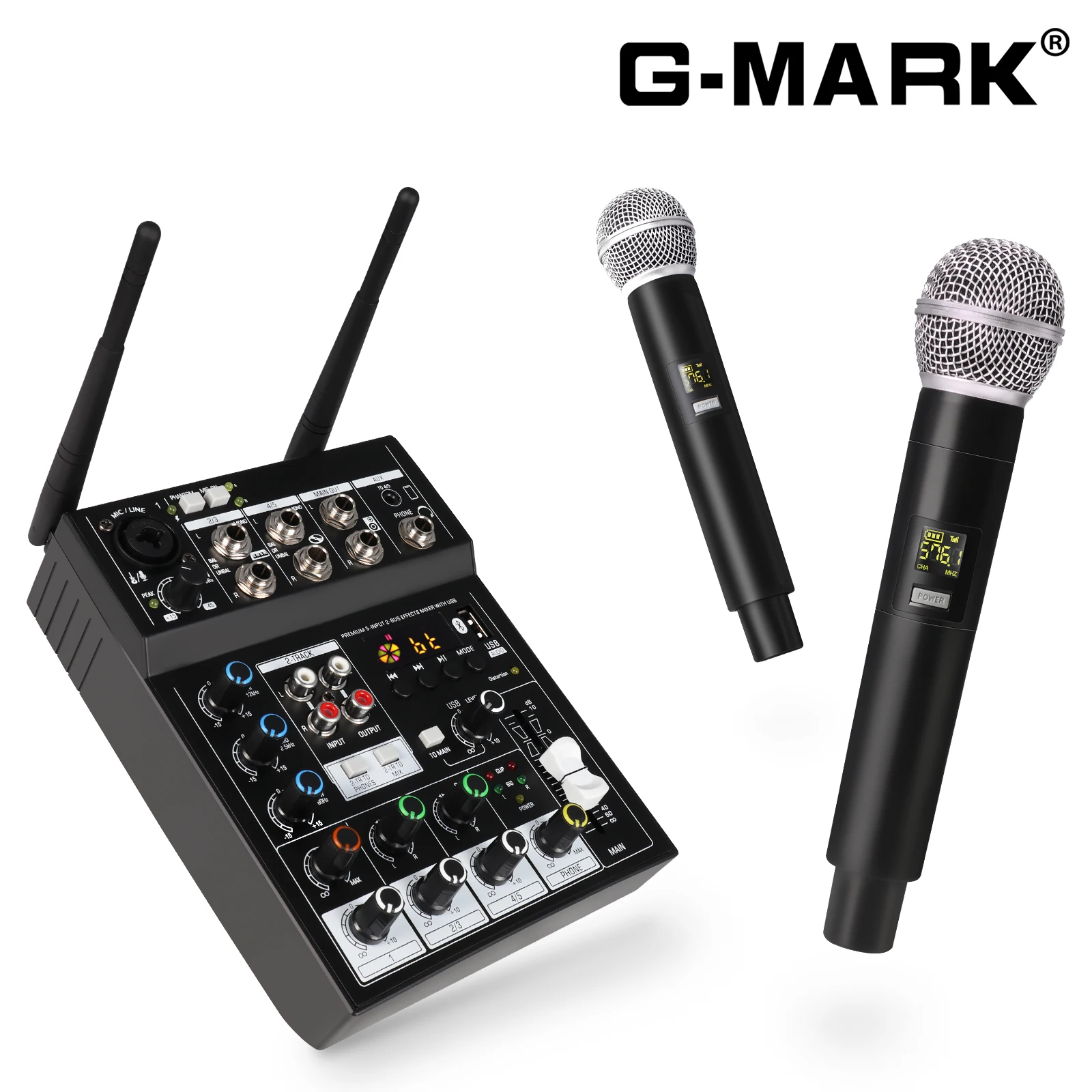 

Audio Sound Mixer with Wireless Microphone G-MARK Studio 4 Bluetooth Professional Portable DJ Console 48V Phantom Power USB Inte