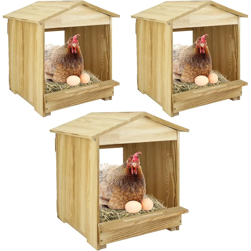 

Chicken Nesting Box 3 Compartments - Wall Mount Wooden Egg Laying Nest Box for Chicken Coop, Easy to Assemble & Versatile Use fo