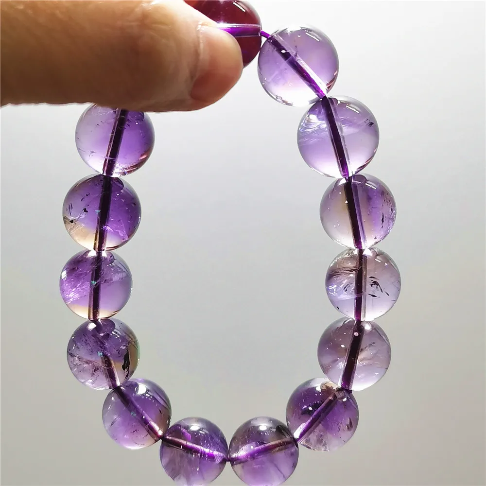 14mm Natural Purple Yellow Ametrine Clear Round Beads Bracelet Women Men Rare Ametrine Fashion Gift Crystal Jewelry AAAAAA