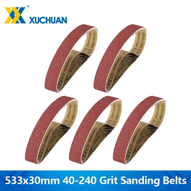 

5Pcs Sanding Belts 30x533mm Abrasive Band 40/60/80/100/150/180 Grit for Metal Wood Plastic Grinding Polishing