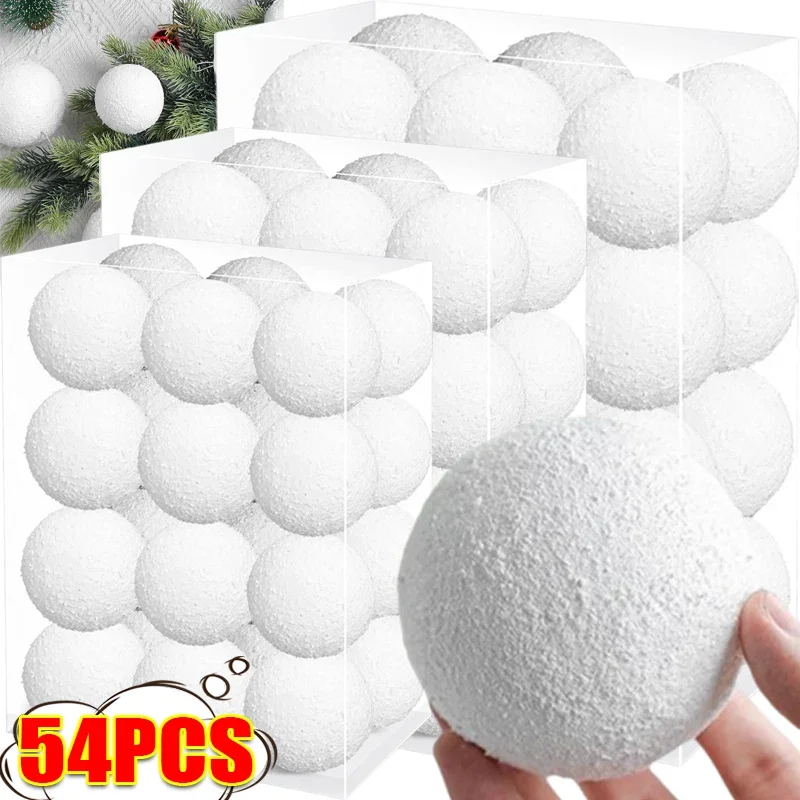 54/6PCS Foam Christmas Balls Xmas Tree Hanging Pendant White Snowball Wedding New Year Party Home Decorations Ball Ornament