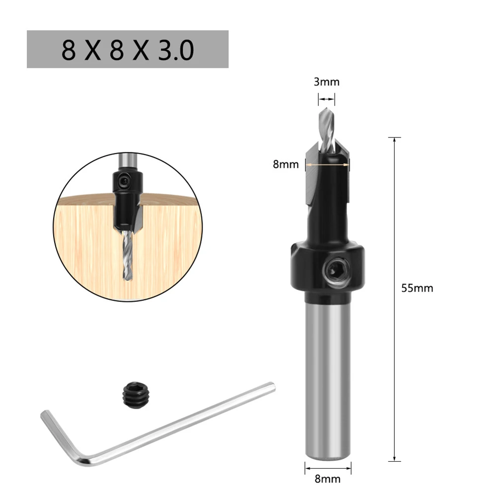 Countersink เจาะบิต HSS เครื่องตัดไม้ Milling Screw Extractor Smoother ตัด Countersink Router Bit Hard Alloy