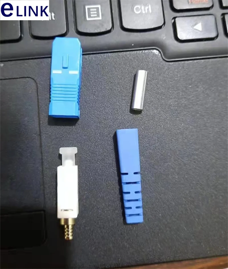 ชุดตัวเชื่อมต่อไฟเบอร์ SC พร้อมปลอกสำหรับสายเคเบิล smmm APC ตัวเชื่อมต่อออปติคอล FTTH แบบประกอบใหม่1000ชิ้น