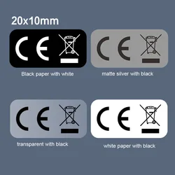 Europe Union Standard CE Trash Bin Label WEEE Recycling Logo Transparent Self-adhesive CE Sticker 200pcs