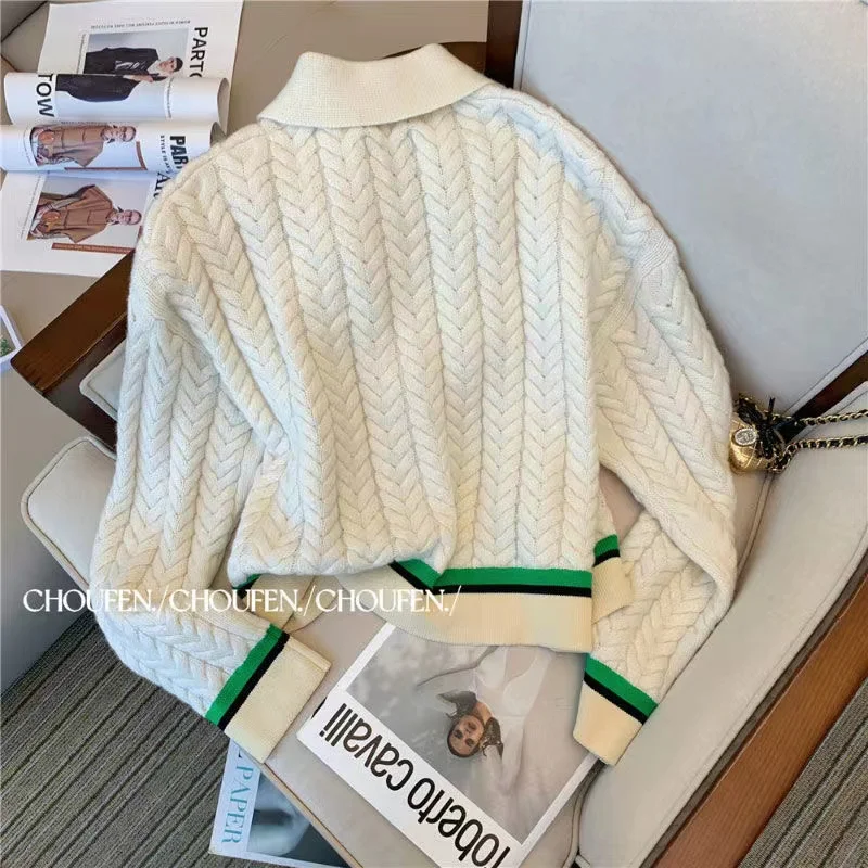 Women Knitted Sweater Suit Cardigan Jacket Top And Plaid Pants Two Pieces Set Matching Outfits Fashion 2023 Winter Street Cloth