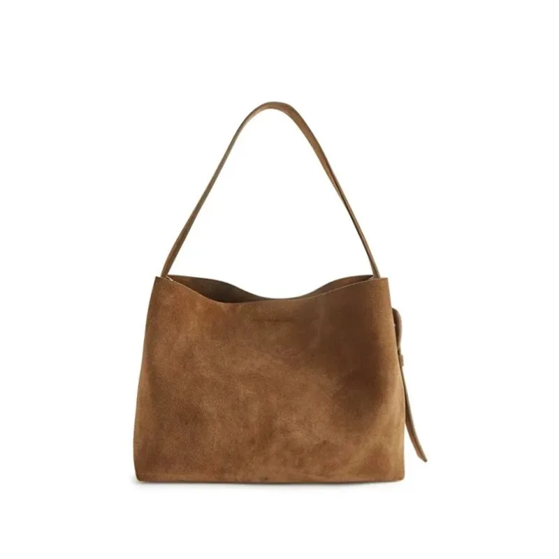 Bolso de mano Vintage de gamuza sintética de gran capacidad, bolsos de hombro para mujer Maillard, bolso cruzado de tendencia para otoño e invierno, bolsos de compras grandes