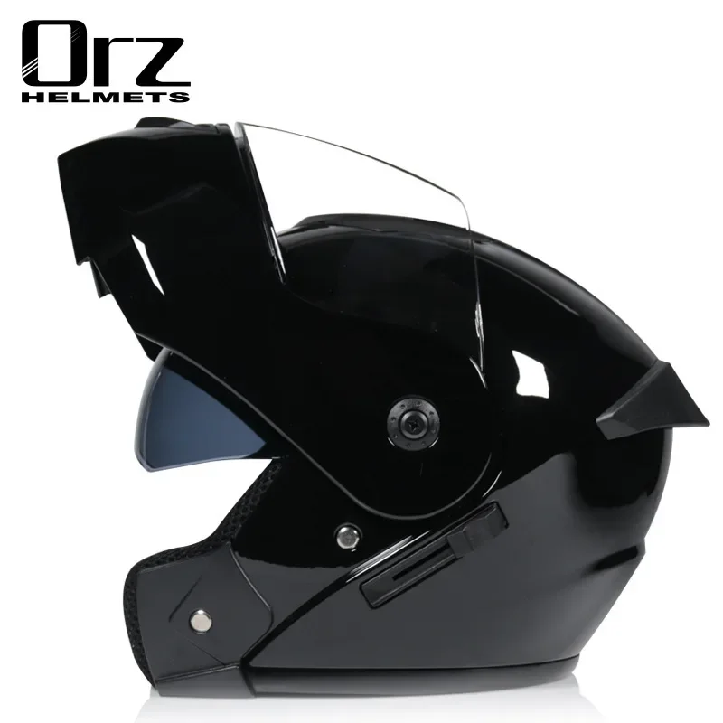 Orz901 Double Lens Full Face Racing Unisex Flip up Motorcycle Dual Visors DOT Approved Moto Cross Scooter Motorcyclist Helmet