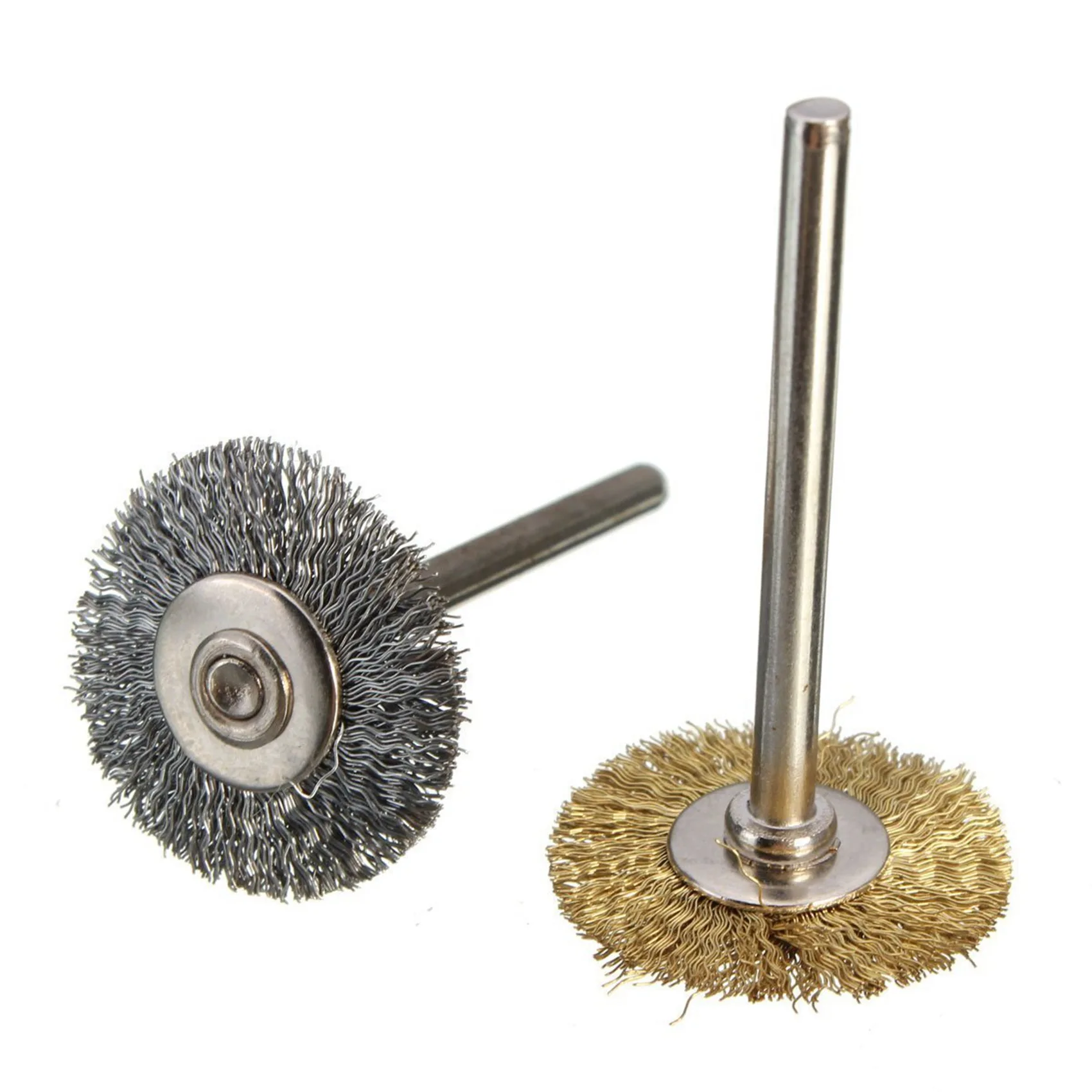 A69E132 Pieces Mini Wire Brush Wheel Cup Brass Steel Wire Brush Set 1/8Inch (3Mm) Shank