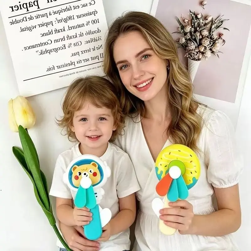 Cartoon Shaped Hand Press Fan Portable No Battery Needed Summer Cooling Gadget For Outdoor Camping Commuting Daily Use And Gift