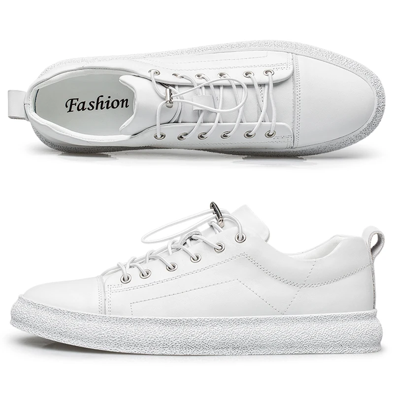 Fashion Casual Men White Shoes Genuine Leather Sneakers Flat Trend Shoes 2022 Big Size 47 48