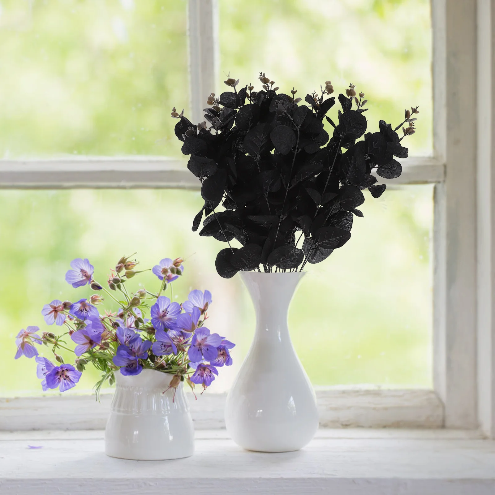 

6Pcs Artificial Eucalyptus Leaf Stems PVC Material for Home Garden Balcony Wedding Floral Arrangement Eucalyptus Branch