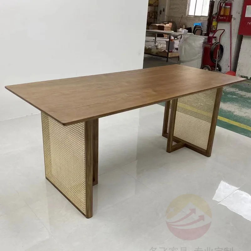 Długi stół Sala czytelnicza Odbiór herbaty Drewniany długi stół Klub biblioteczny Odprawa