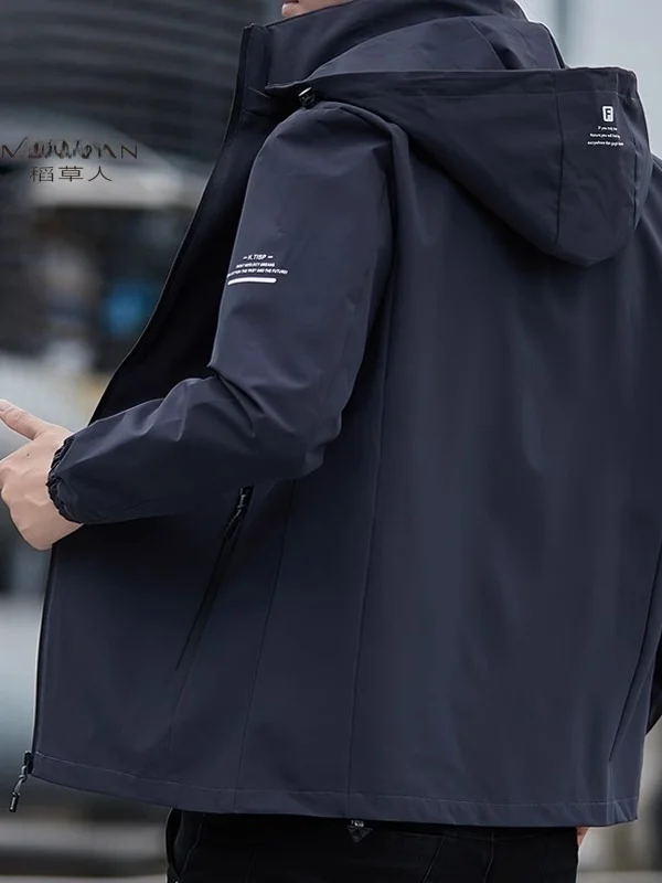 

Loose Fit Men's Casual Jaet Spring Autumn 2025 New Sle Windproof Hooded Coat Polyester Nylon Cosite Fiber Long Sve