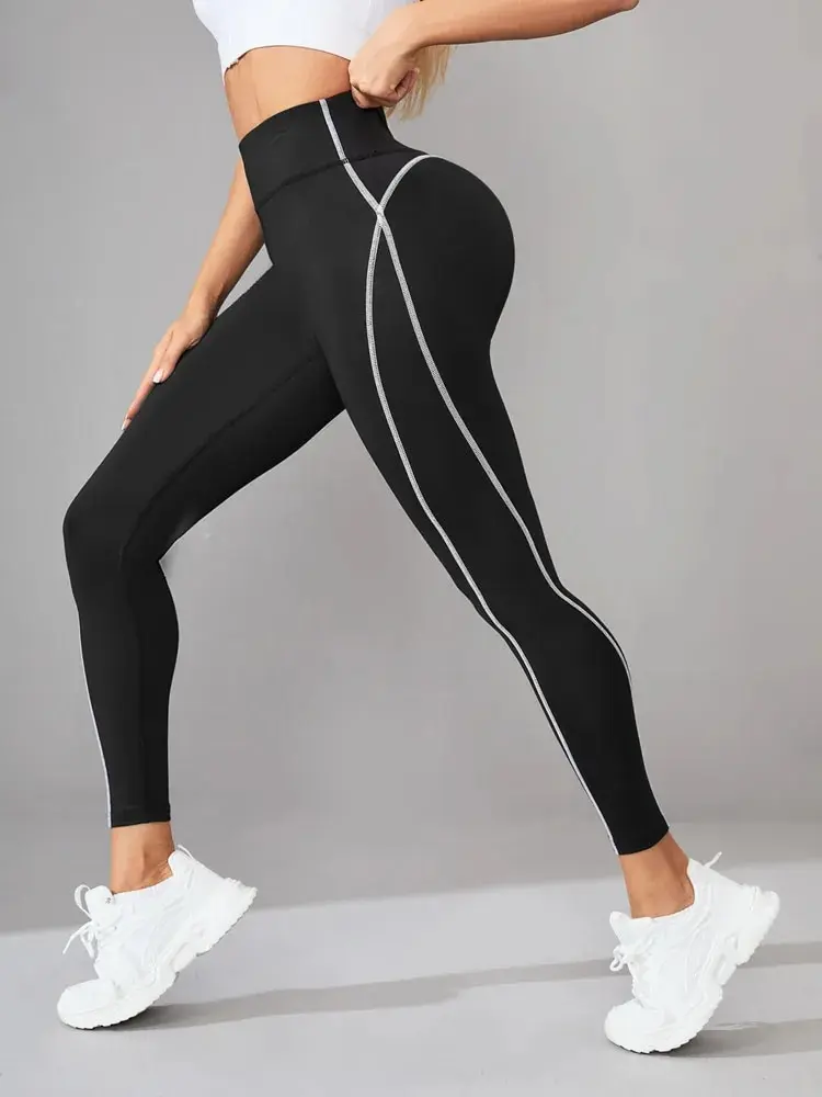 Women Solid Color Yoga Leggings Comfy High Waist Quick Dry Sports Pants Fitness Trousers Gym Activewear Push Up Leggings