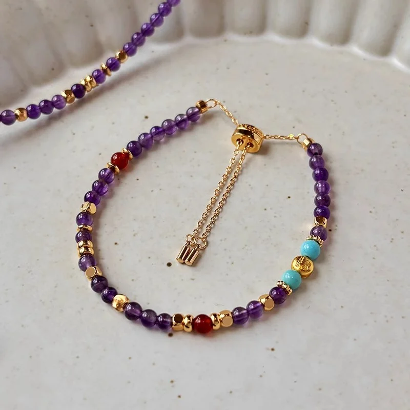 

Uruguay Natural Amethyst Bracelet for Women's Wealth Light Luxury High-end Exquisite Fashion All-match Jewelry Accessories