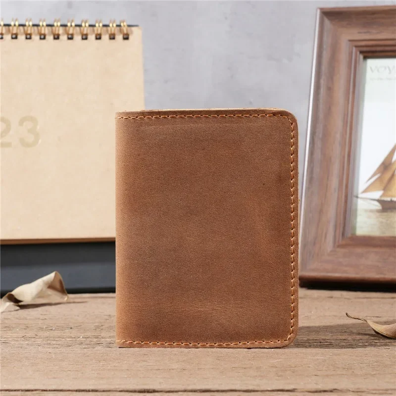 Leather Credit Card Holder Vintage Small Wallet for Credit Cards Case and Driver License Vintage Style for Men