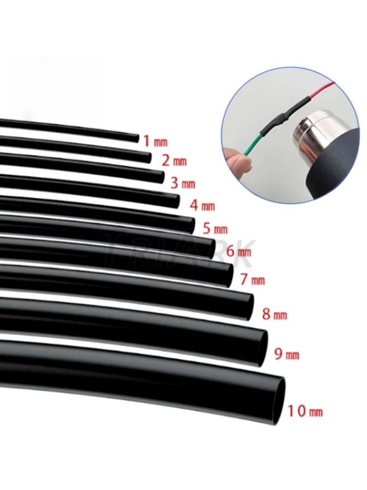 Warmtekrimpbare buis 0.6/0.8/1/1.5/2/2.5/3/4/5/6/8/10/12/15/20/22/25/28/30mm Zwarte Kabel Waterdichte Krimp Isolatie Mouw - afbeelding 2